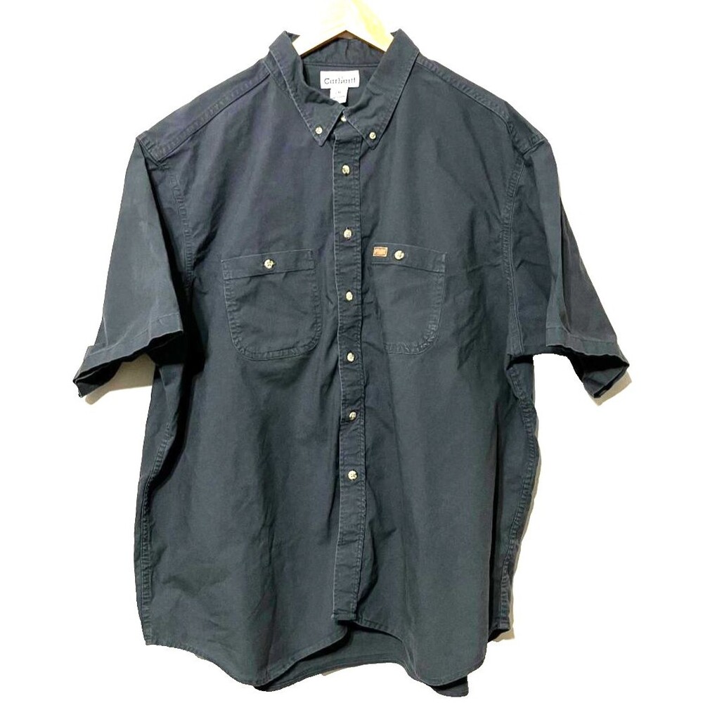 Carhartt Shirt Men's 3XL Gray Canvas Rugged Heavy Duty Button Down Work Shirt